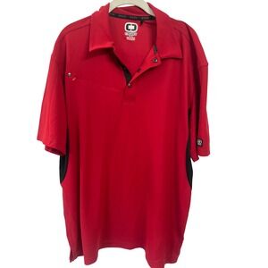 OGIO Mens Red Black Performance Golf Polo Shirt Short Sleeve Size Medium Zipper
